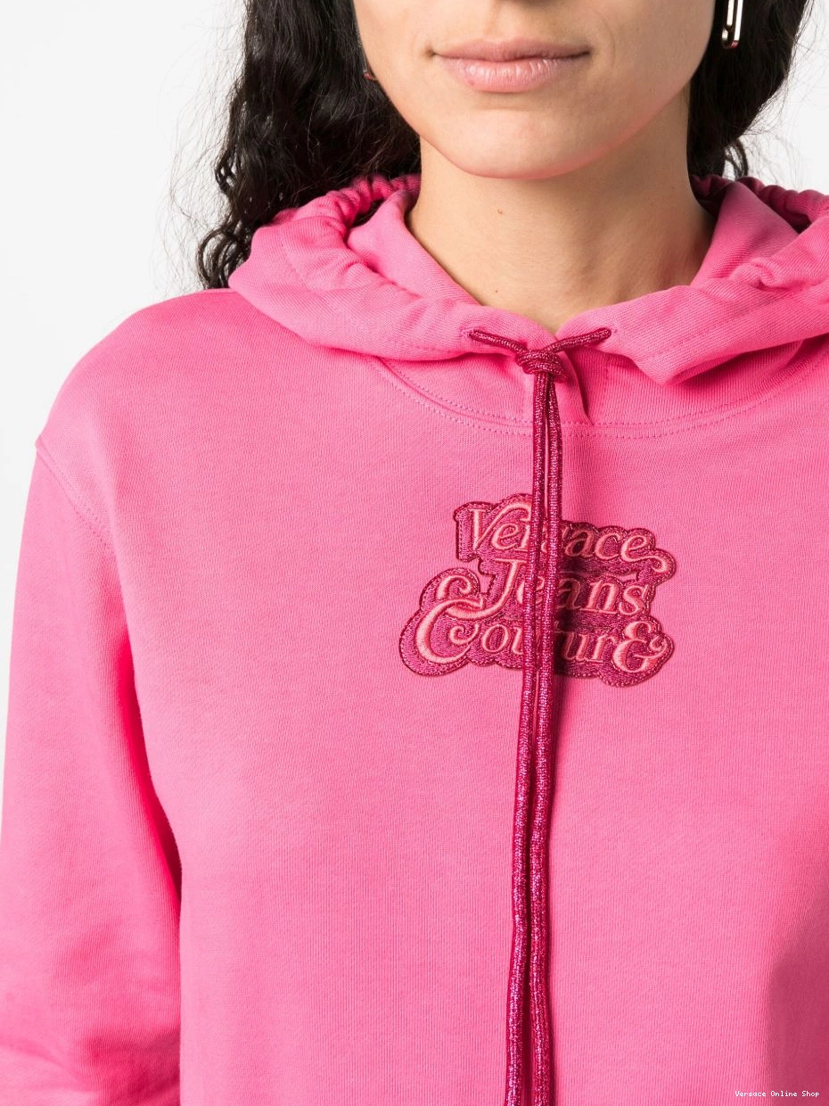 Cheap cropped Couture Women logo-embroidered Versace hoodie Jeans 0819